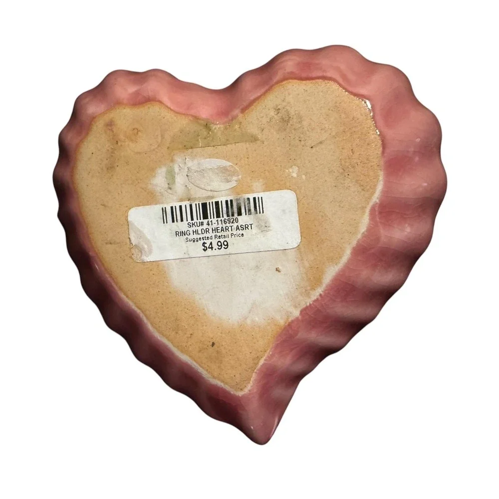 Vintage Pink Heart Ring Holder Dish Cottagecore Grandmillennial Coquette